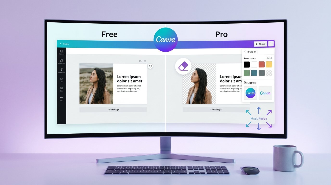 Canva Pro vs free 2026 feature comparison for content creators
