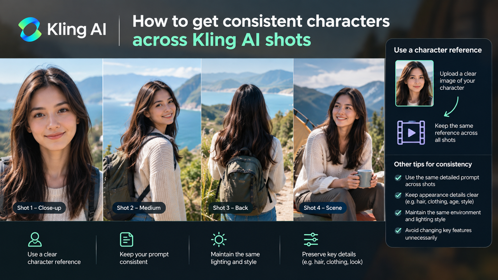 How to get consistent characters across Kling AI shots
